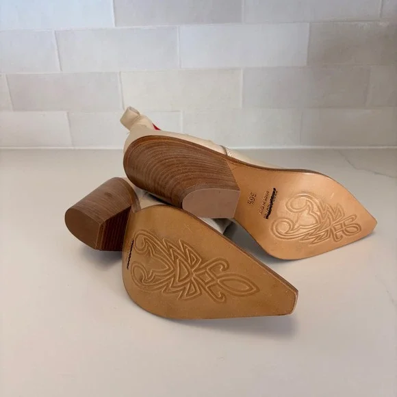 Free People Flash Chelsea Lightning Bolt Ankle Boots Leather Western Size 36.5 - Picture 5 of 6